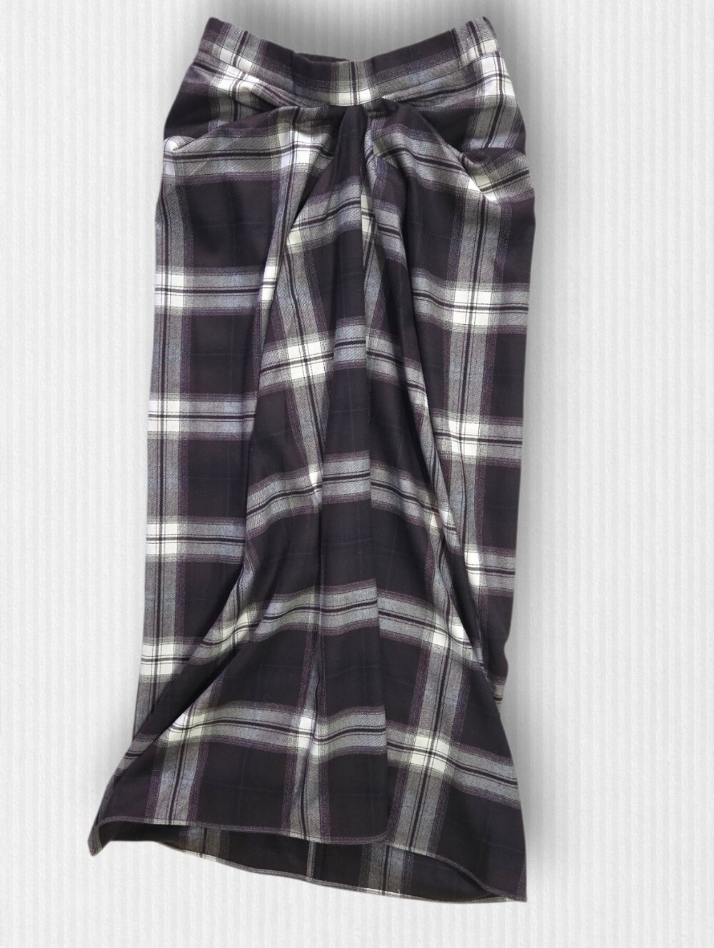 COS Plaid Checked Draped Midi Skirt - Size 2 Dark Academia Business Casual - Picture 2 of 5